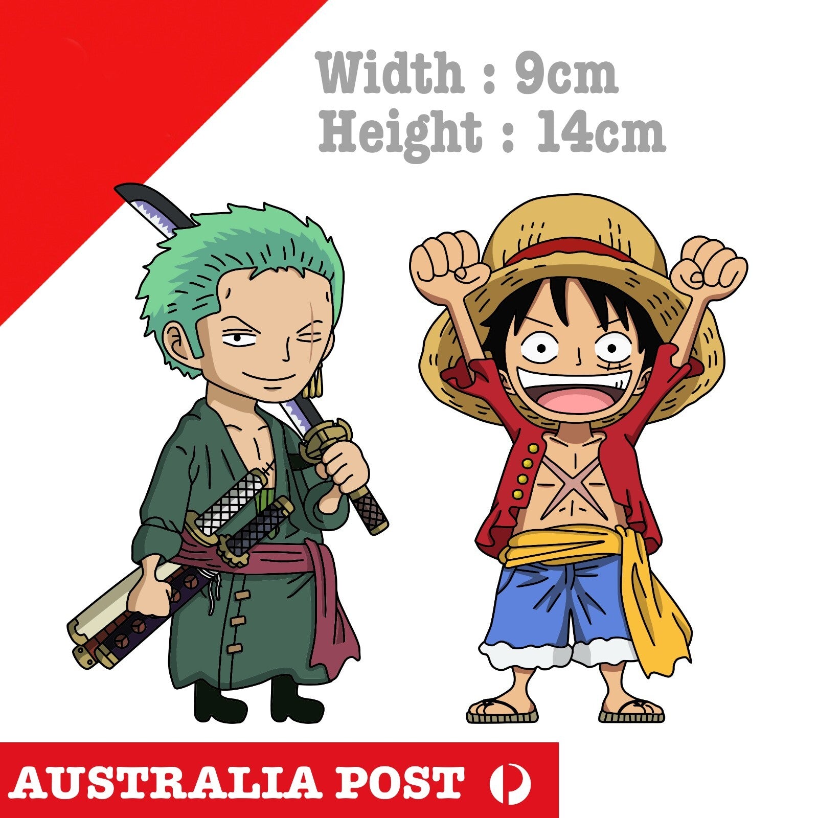 One Piece - Anime - Monkey D. Luffy  & Zoro Chibi Pirate King Team Sticker