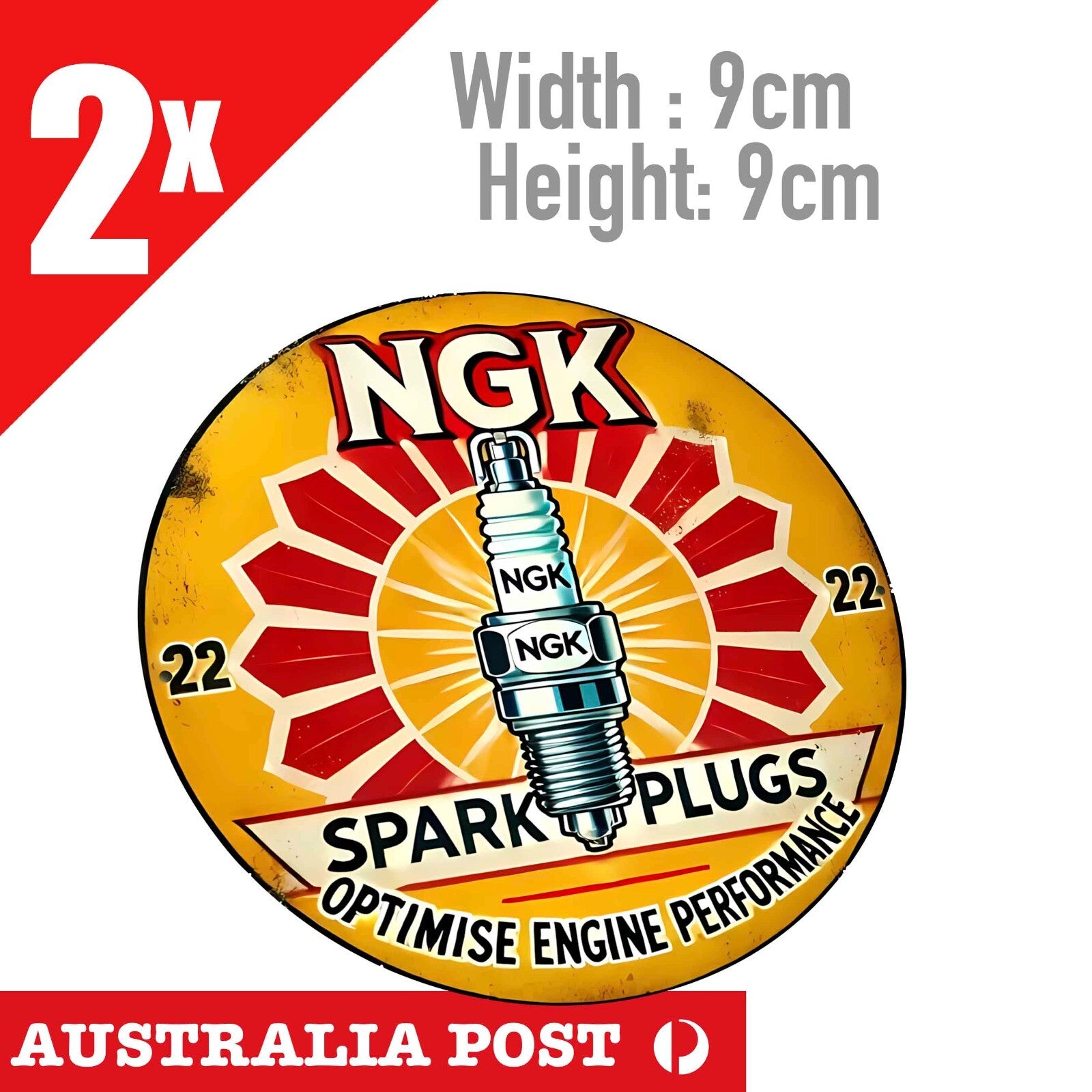 NGK Spark Plugs Engine Performance Vintage, Damaged, Round Stickers