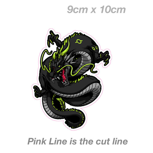 Wingchun Chinese Black Dragon Laptop , Car  Decal Sticker 