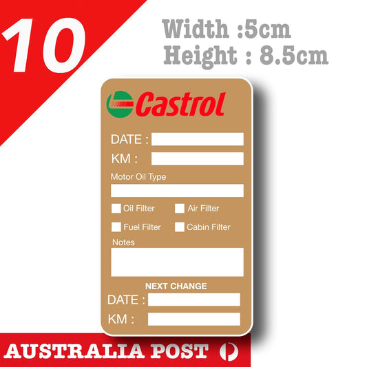 CASTROL Oil  Change Service Reminder x10 Black Stickers , Cars Vans Stickers