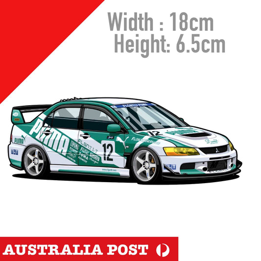 Mitsubishi Evo Tokyo Drift Ralli Art , Racing Mitsubishi White  Sticker