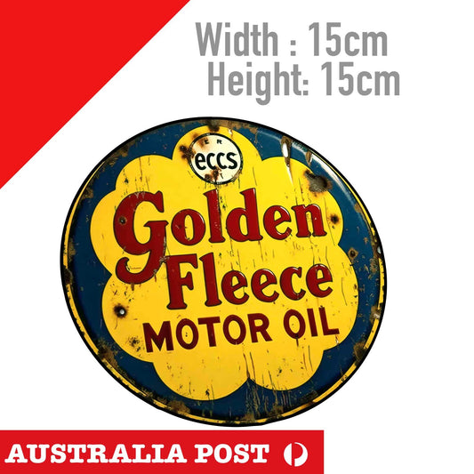 GOLDEN FLEECE Motor Oil Round damaged, Rustic Style Round  Sticker
