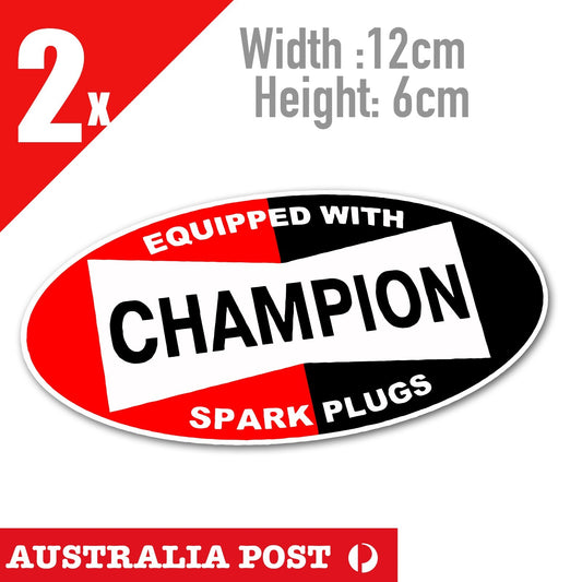 CHAMPION Spark Plug  Double Ribbed Logo, Vintage  Garage Stickers