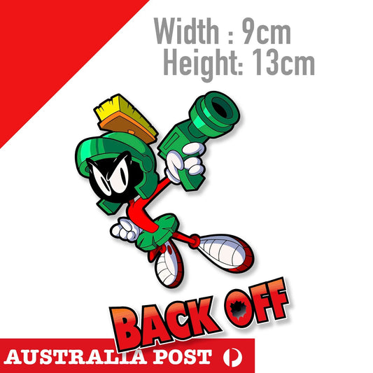 Martin the Martian Back OFF  Funny Looney Tune cowboy with Gun Sticker