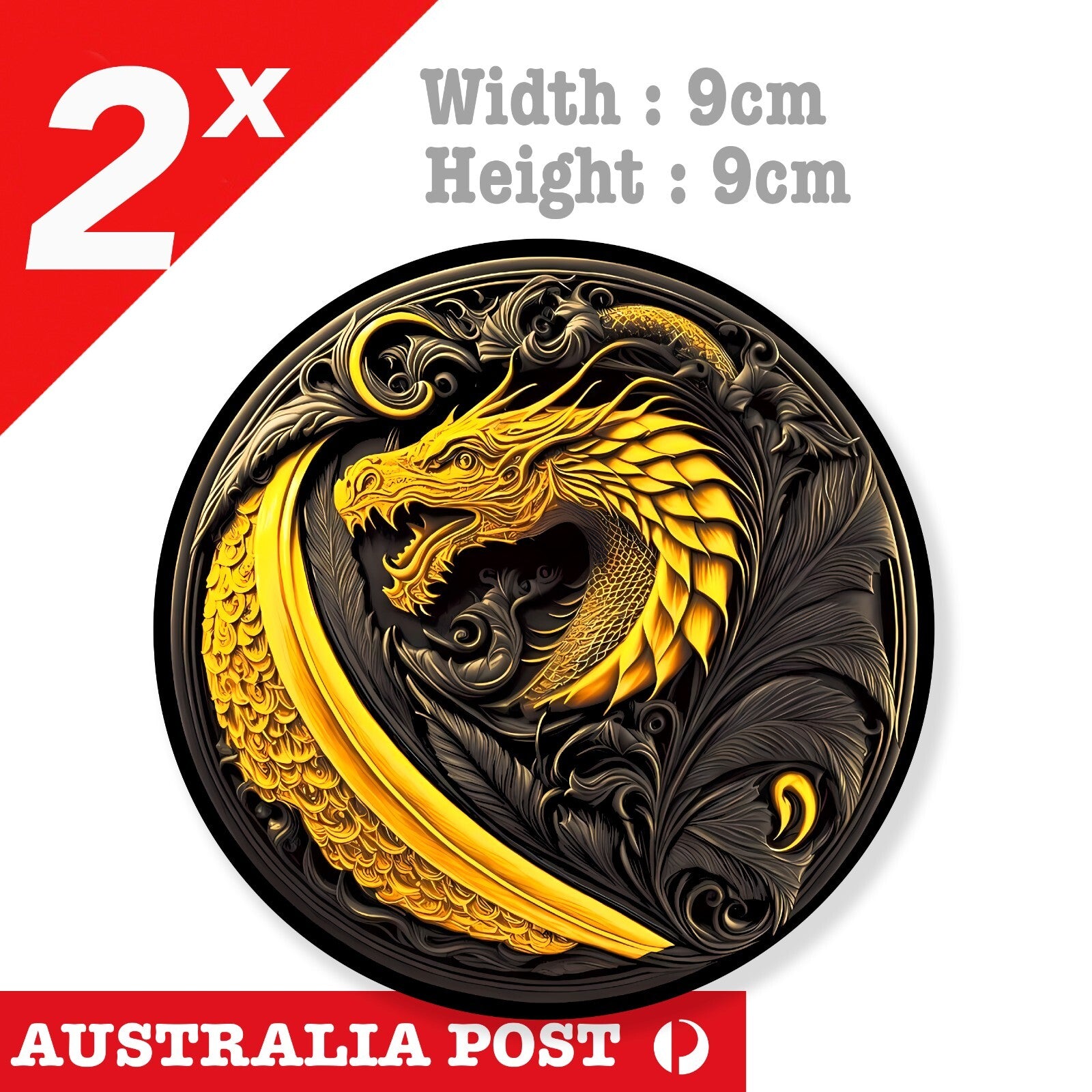 Wingchun Chinese Gold Dragon Round Sticker