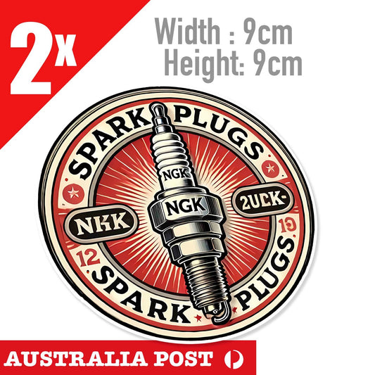 NGK Spark Plugs Engine Performance Vintage, Damaged, Round Sticker