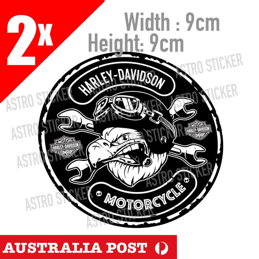 Angry Eagle with Cigarette Garage Harley Davidson Motorcycle Logo Stickers
