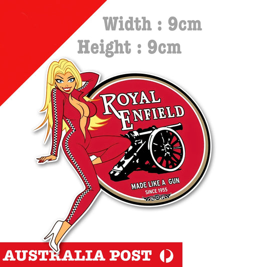 ROYAL ENFIELDSexy Blond Pin Up Girl Sticker
