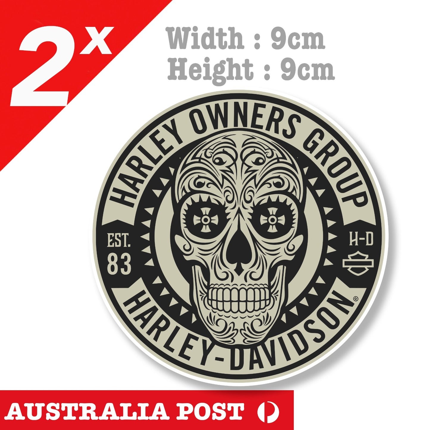 Harley Davidson Motorcycle Skull Head Day of Death Round Badge  Sticker
