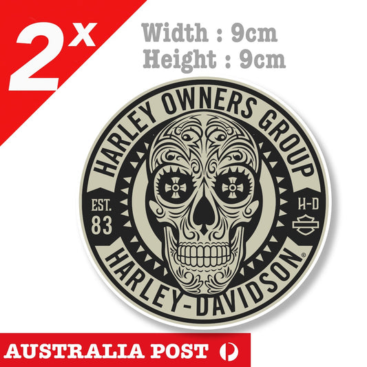 Harley Davidson Motorcycle Skull Head Day of Death Round Badge  Sticker