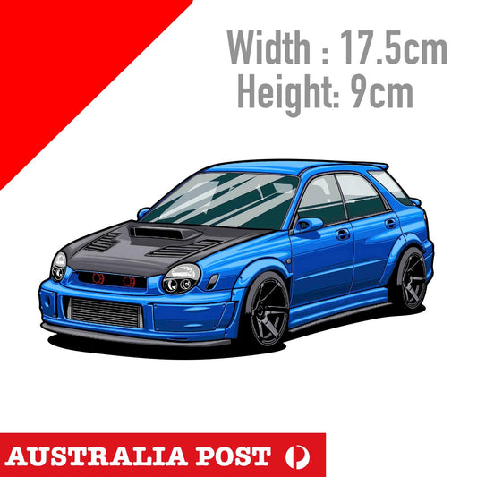 Subaru Impreza Wagon JDM WRX Blue Racing Rally Car Sticker