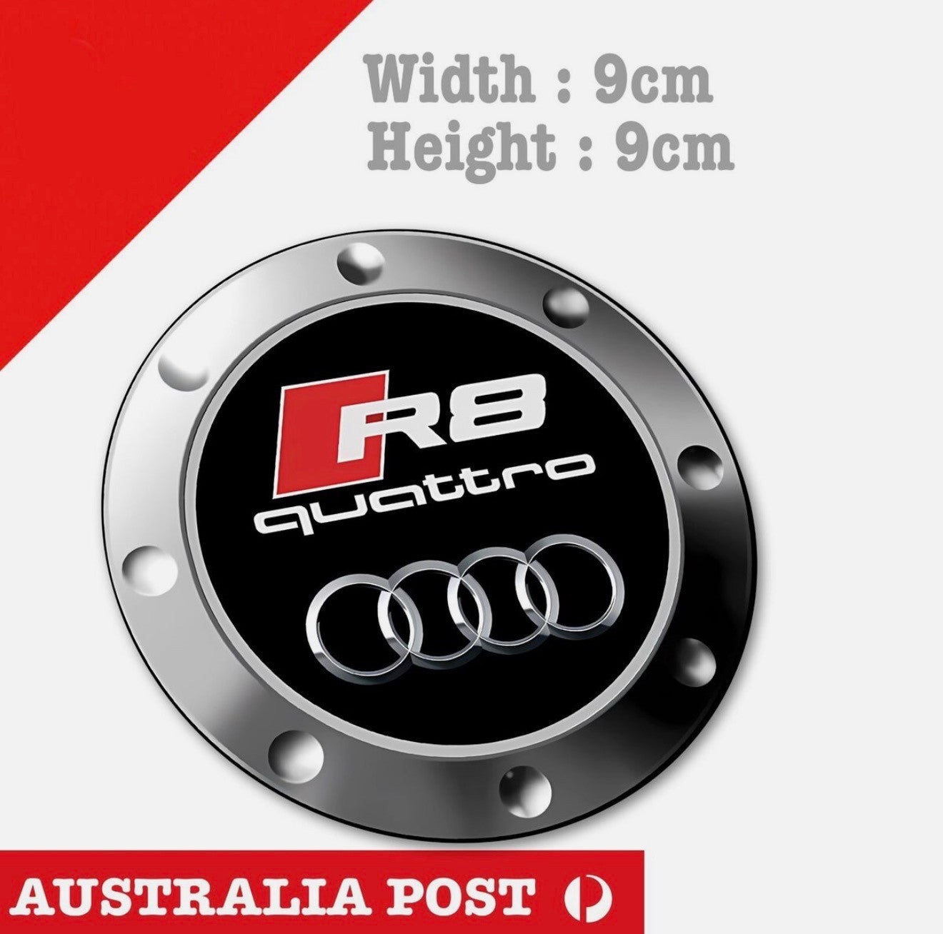 AUDI R8 Quattro Logo, Chrome QUATTRO AUDI Sticker