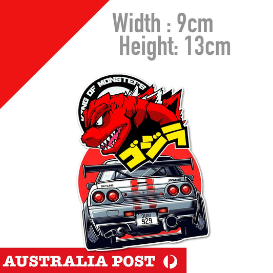 Nissan GTR Godzilla Monster JDM - Japan Monster Godzilla,  NISSAN R34  Sticker