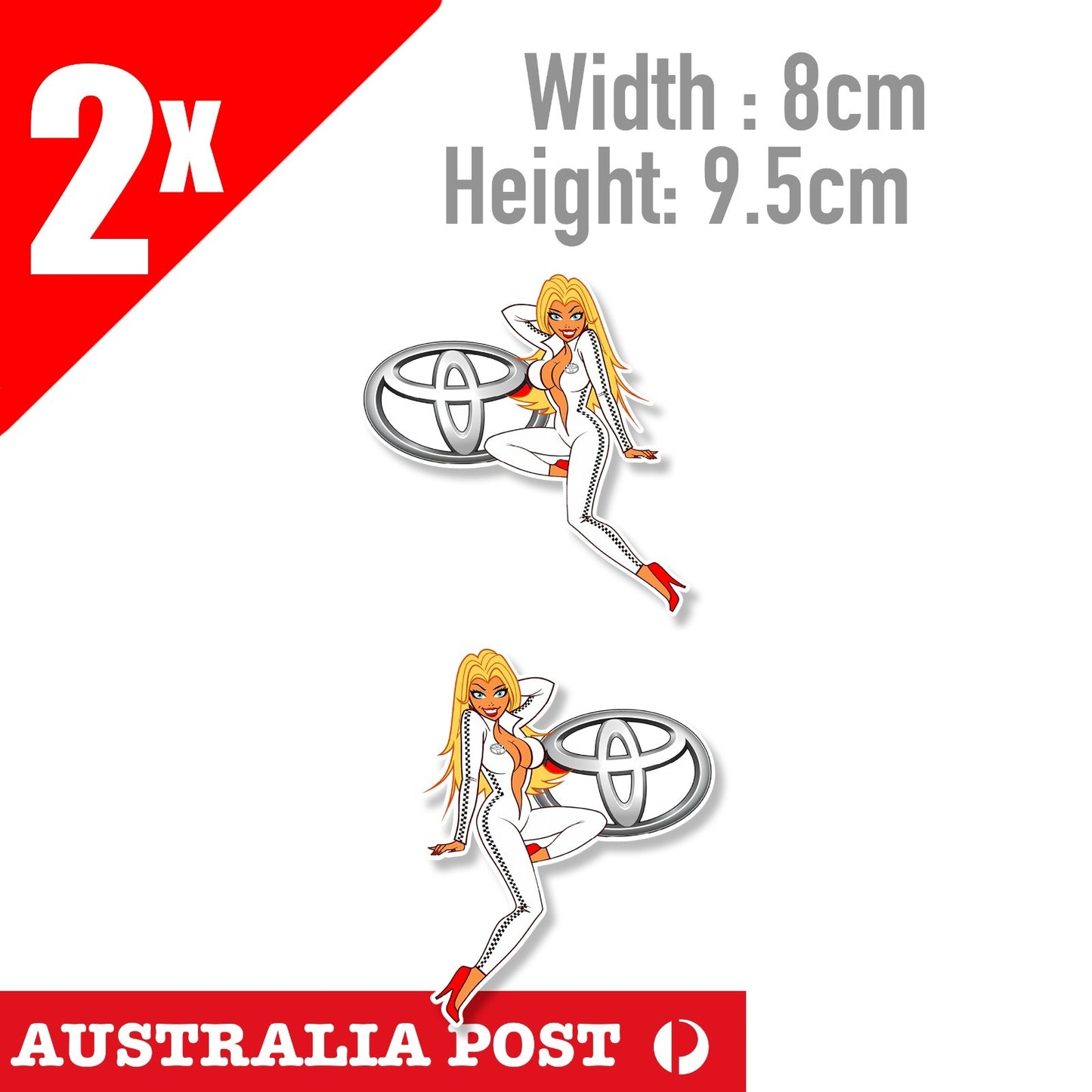 Blonde Sexy Girl Pin Up Girl with Toyota Logo  Car Sticker