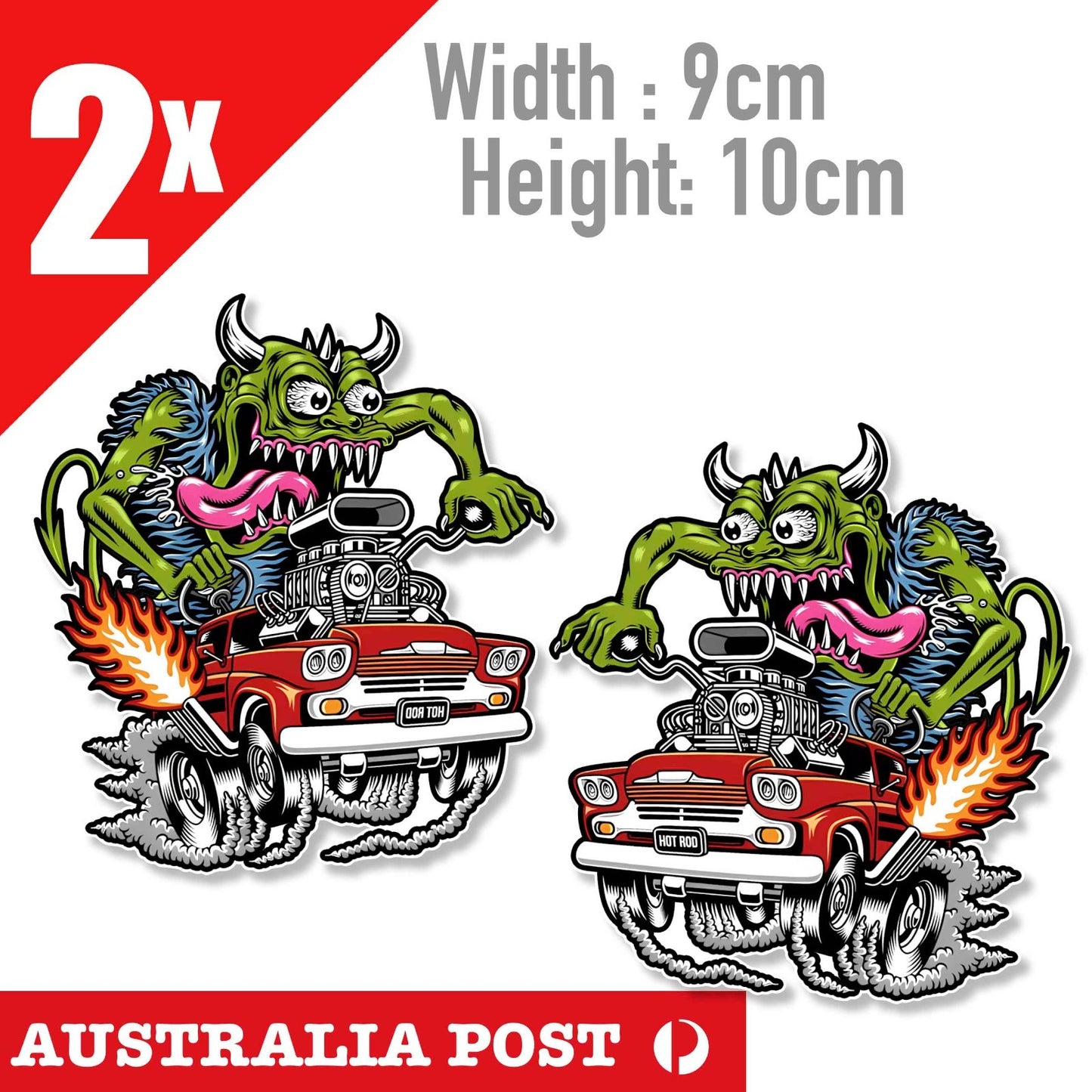 DEMON Hot Rod - DEMON Monster Mancave Hot Rod Americana x2   Sticker