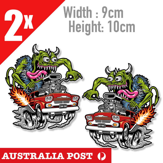 DEMON Hot Rod - DEMON Monster Mancave Hot Rod Americana x2   Sticker