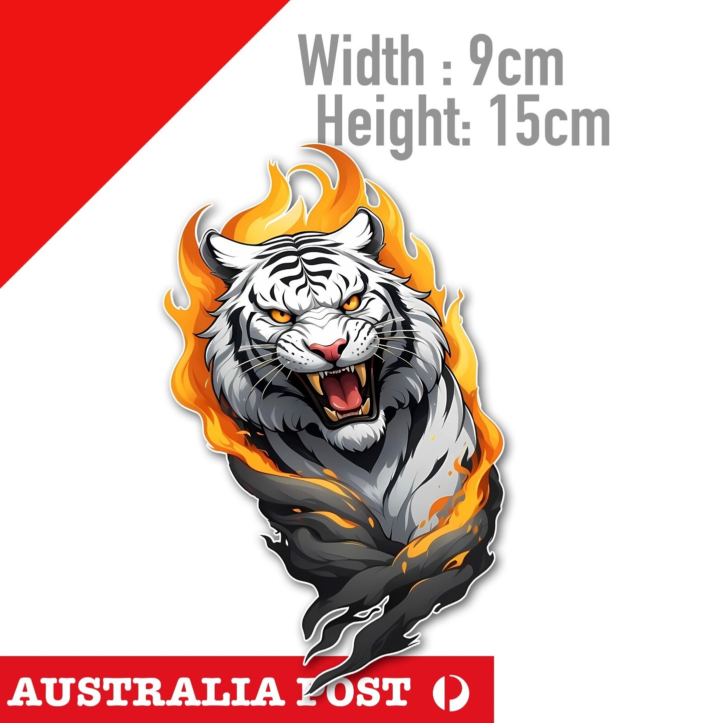 White Tiger with Flame, White Tiger Sticker
