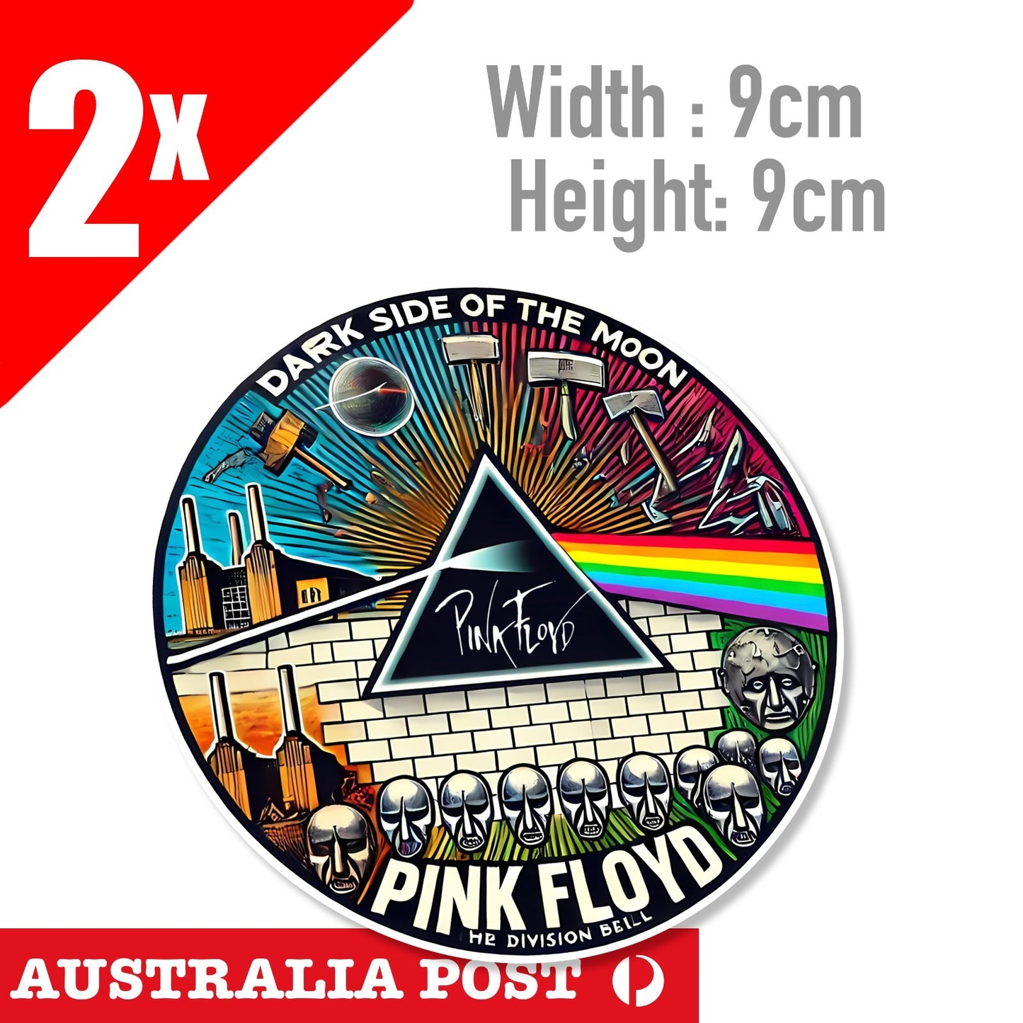 Pink Floyd Logo Decal 2x Round Sticker