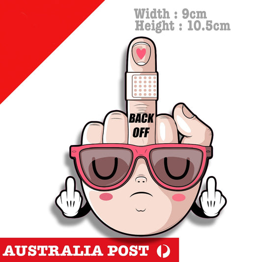 Back Off Middle Finger Funny Hand with Glasses Sticker