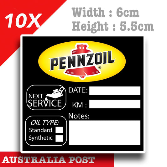 PENNZOIL Oil Change Service Reminder x10 Pack , Cars Vans Stickers