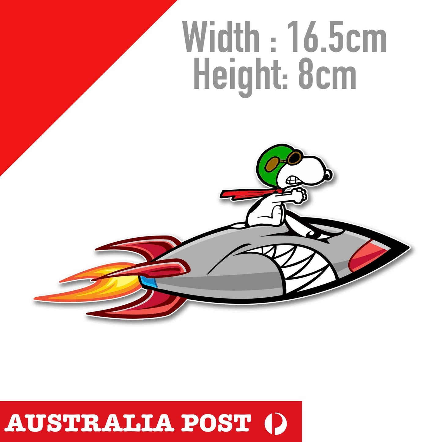 Angry Rocket Snoopy The Dog with Flame Helmet Motorbike Bike Grey Decal Sticker