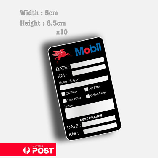 Mobil Oil Change Service Reminder x10 Stickers Truck Van Caravan 