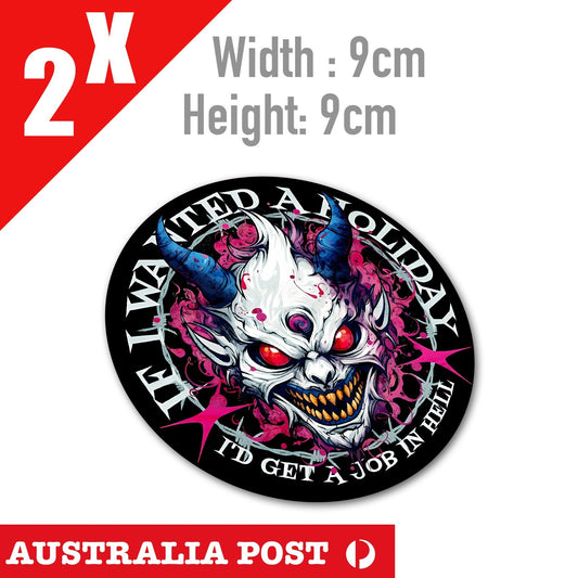 Funny Evil Head Monster Holiday Round Logo Sticker