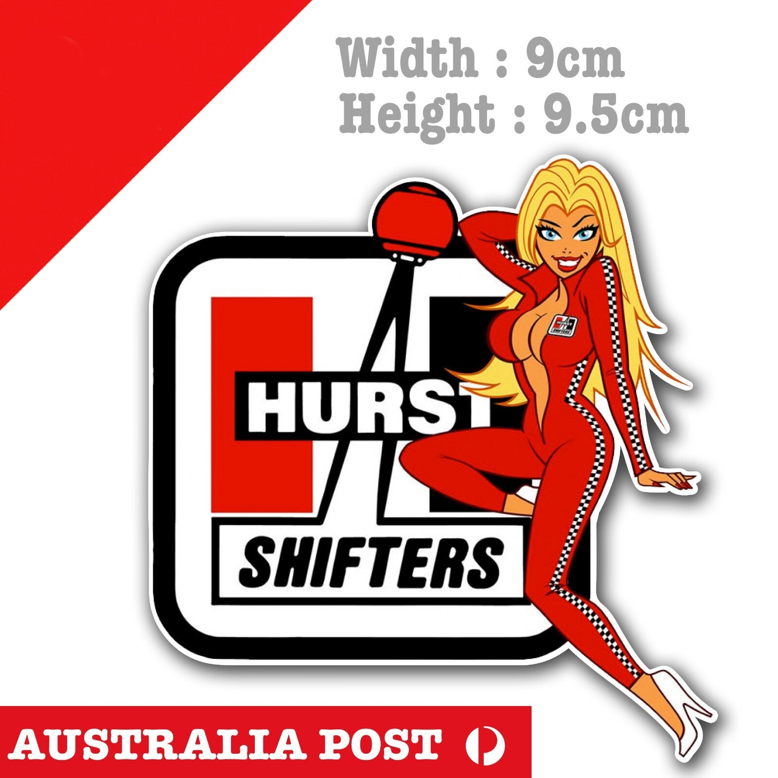 HURTS SHIFTER Performance Blonde Pin Up Girl Logo Left, Car , Oil, Sticker