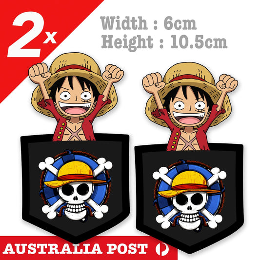 One Piece - Anime - Monkey D. Luffy, Pirate King , Straw Hat Pocket  Sticker