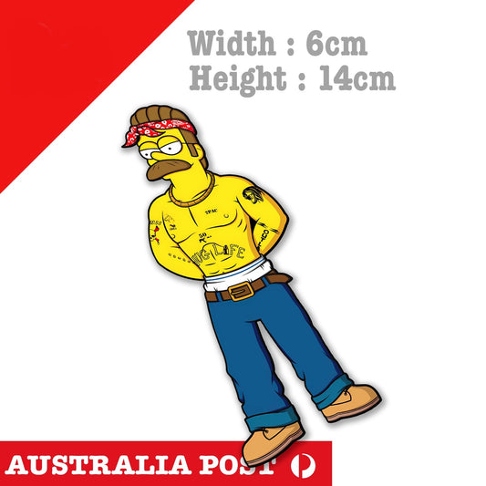 NED Flanders - Simpsons -  As Thug  Funny Decal Sticker