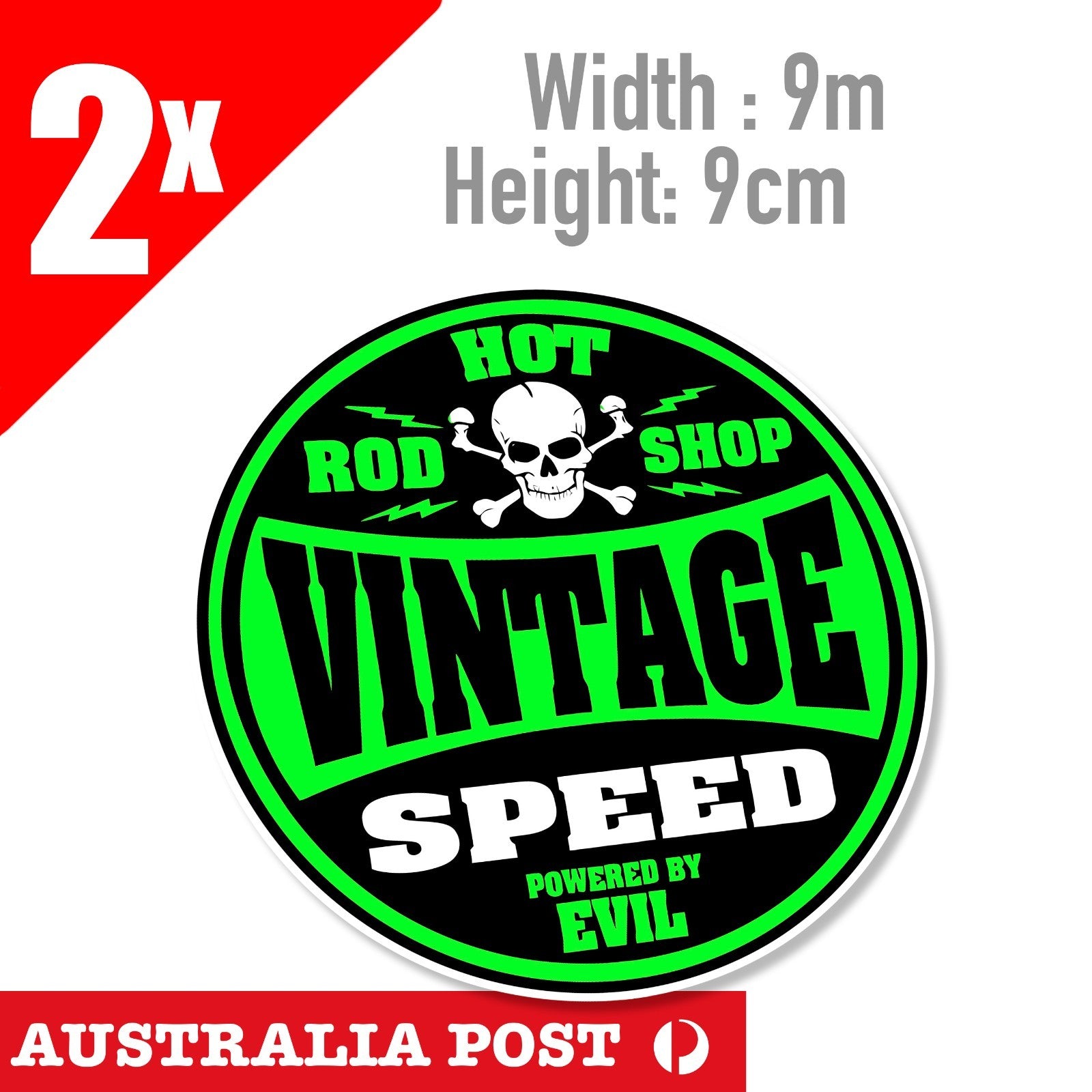 Vintage Speed Powered By Evil Hot Rod Garage Toolbox Decals GREEN Sticker