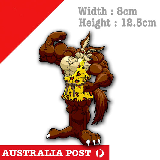 Road Runner - Wile E Coyote Body Builder, Jacked Wile E Funny  Vinyl  Sticker
