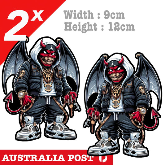 Red Devil with Air Jordan , Nike Headband, Red Evil with Wings Sticker