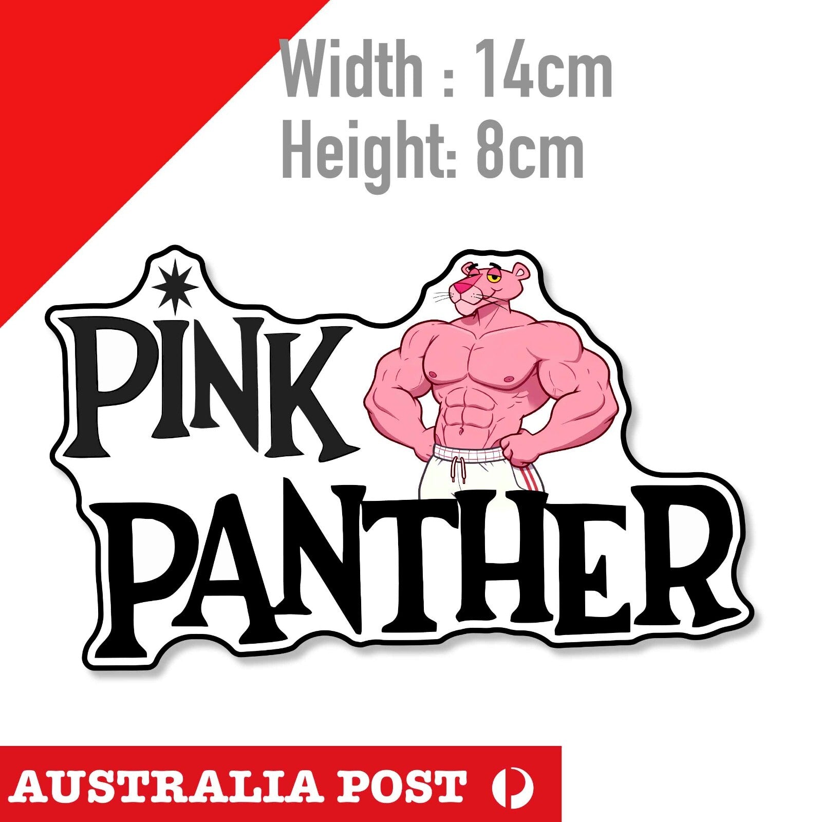 Pink Panther Gym Funny Logo Cartoon Vintage Sticker