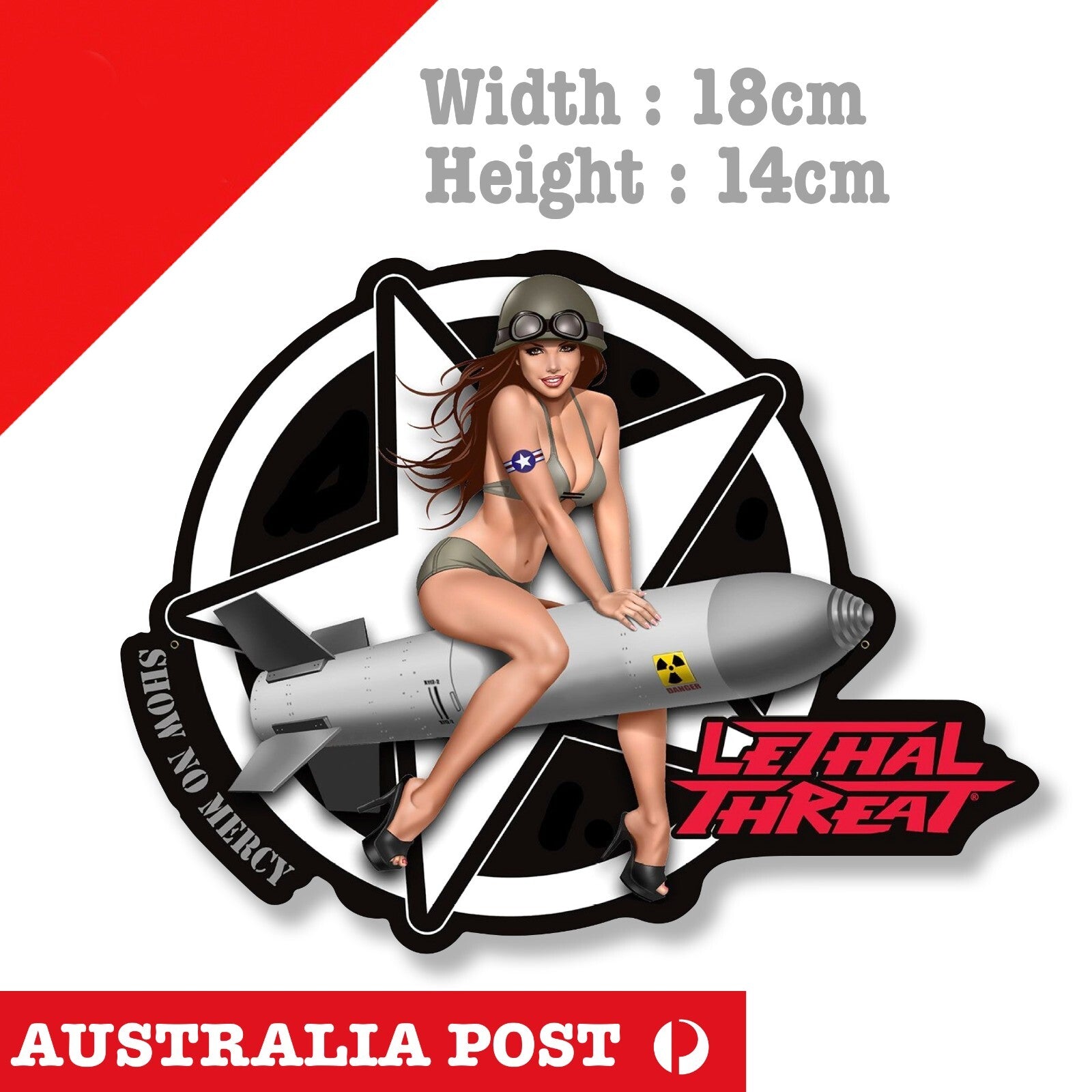 Hot Girl on Rocket - Show no mercy Large Laptop , Car  Vinyl  Sticker 