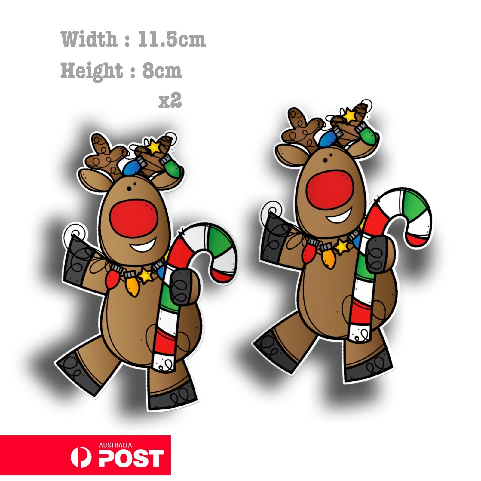 Christmas Reindeer Cute Funny Christmas  x2 Sticker