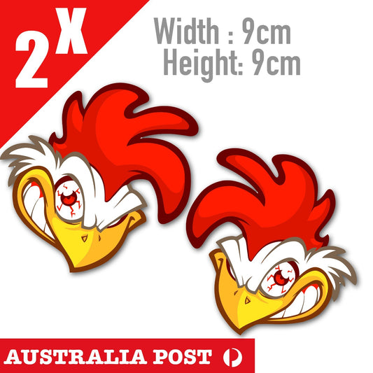 Red Rooster Head, Angry Rooster Head Animal Stickers