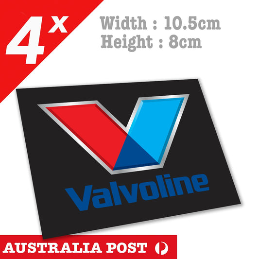 VALVOLINE  Racing Oil, Quality Lubricants Banner, Race Oil x4 Stickers