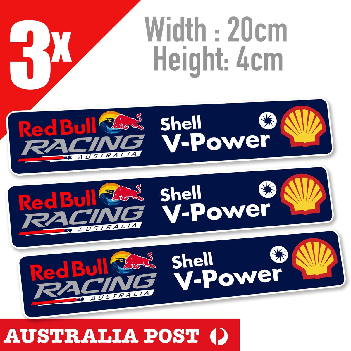 Red Bull  SHELL V-POWER Racing Australia - Fridge Bar Toolbox 3x Sticker
