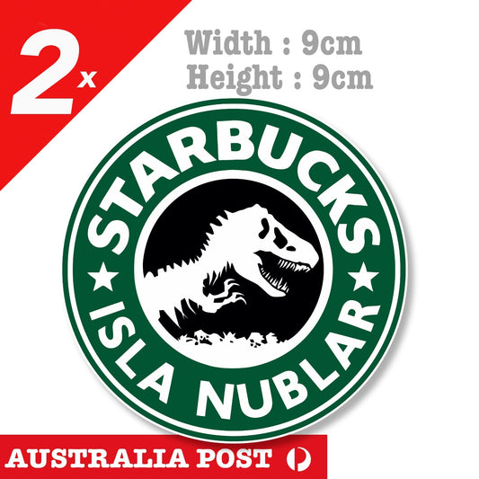 Jurassic Park Star Bucks Coffee Logo Vinyl  Sticker 