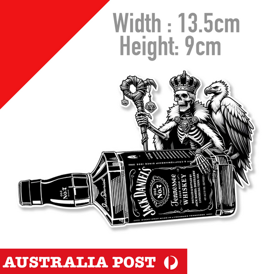 SKULL KING Jack Daniels Whiskey Bottle - Fridge Bar Decal Stickers