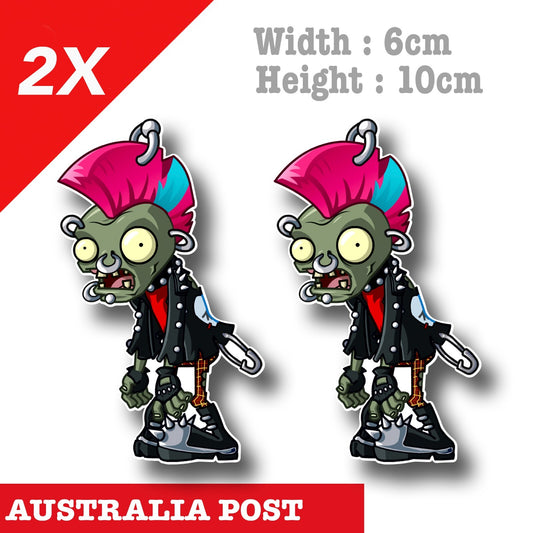Zombie Monster Punk with mohawk , Punk Funny  Zombie Vinyl  Sticker