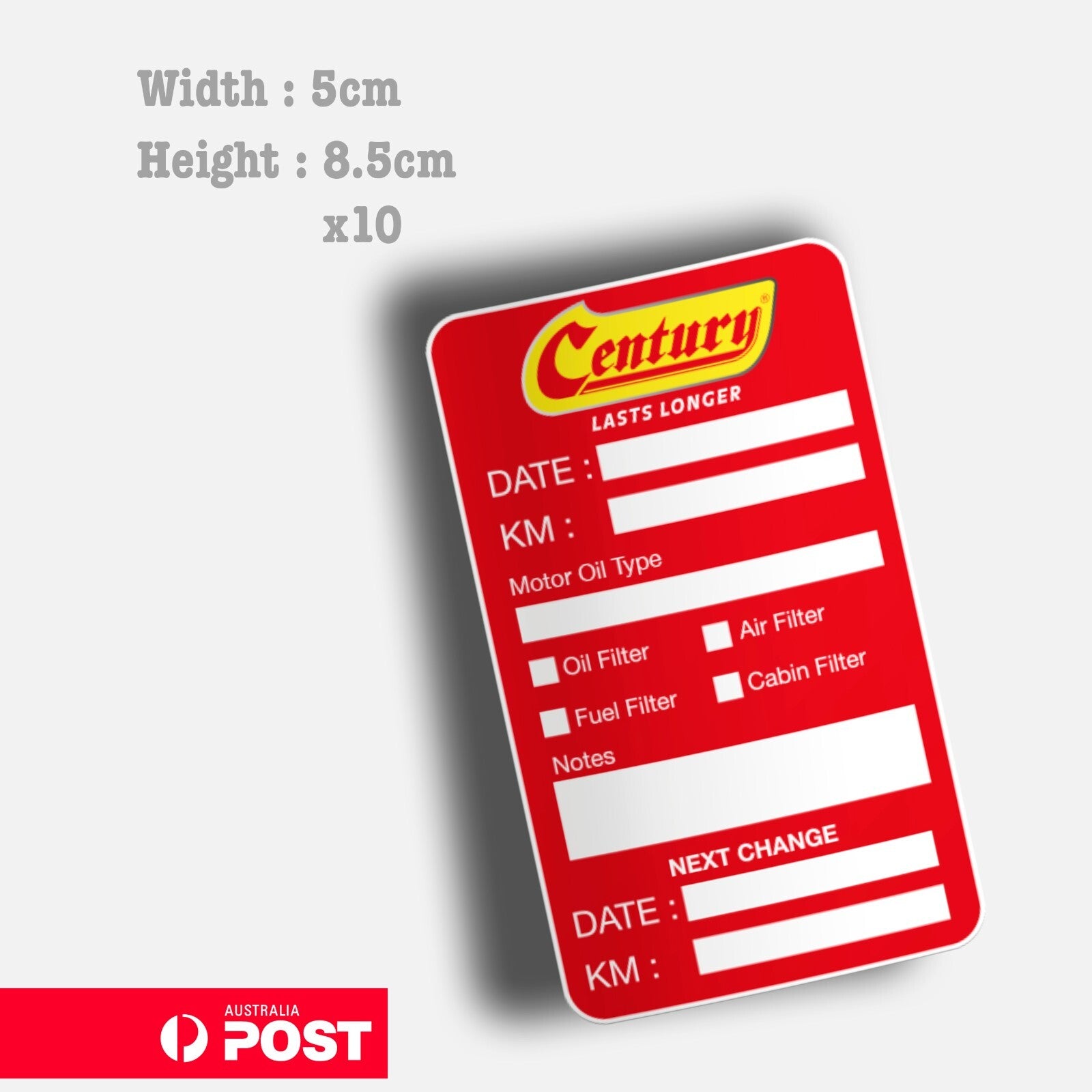CENTURY Battery Australia Change Service Reminder x10 Stickers , Cars  Sticker