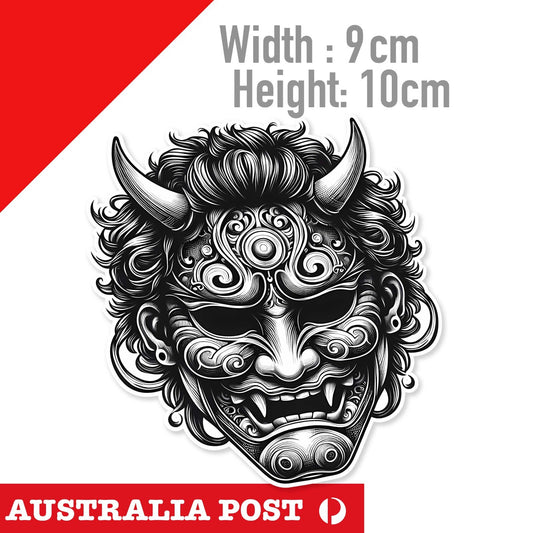 Oni Mask tattoo , Japan Night RAID JDM Car, Window, JDM Sticker