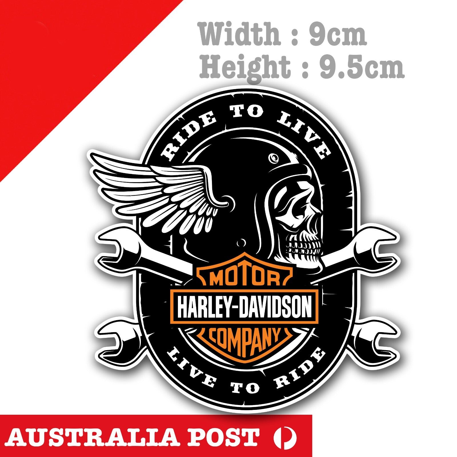 Harley Davidson Skull Crossed Tools Logo , Helmet, Fuel Tank Sticker