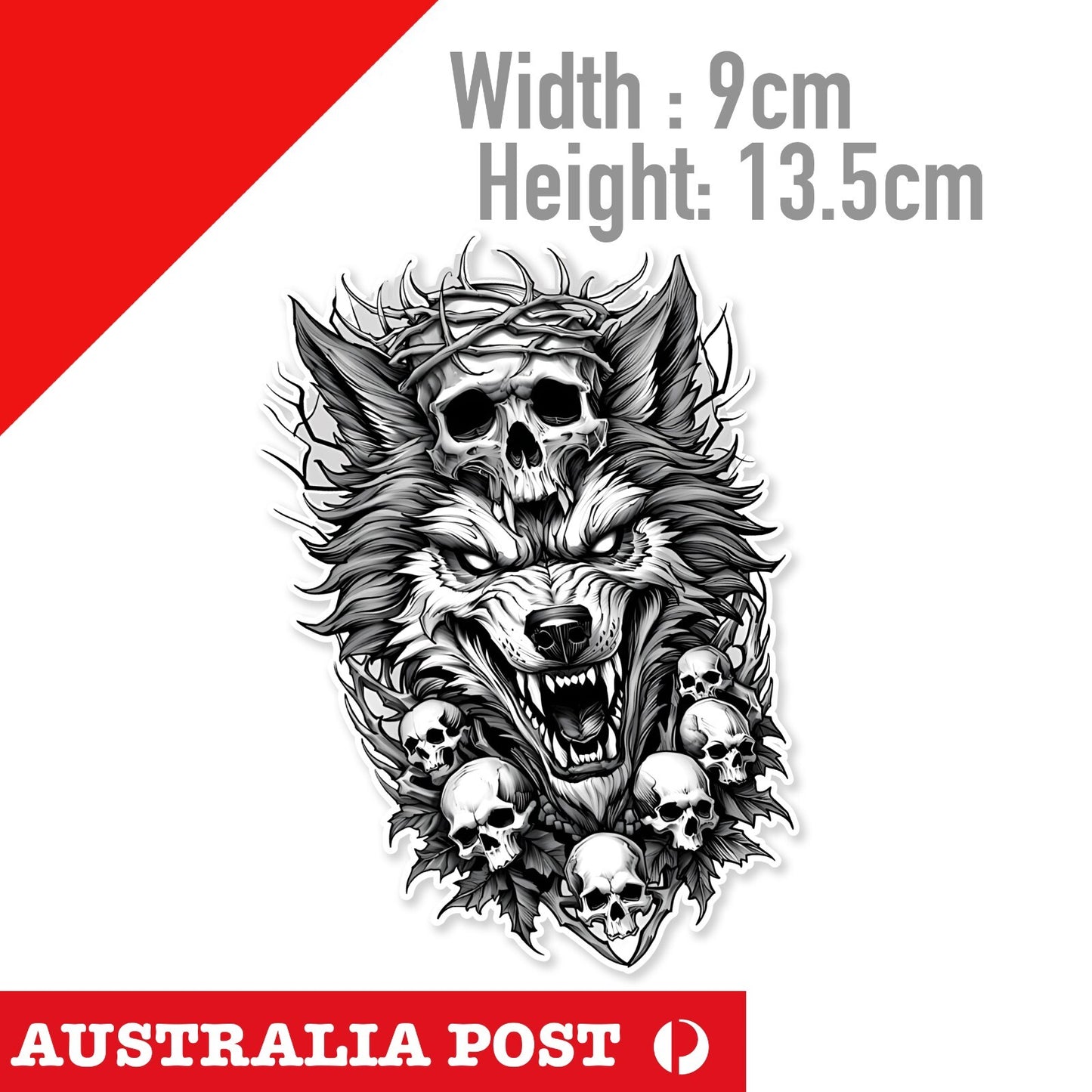 Skull Crown WOLF Head with Skulls Sticker