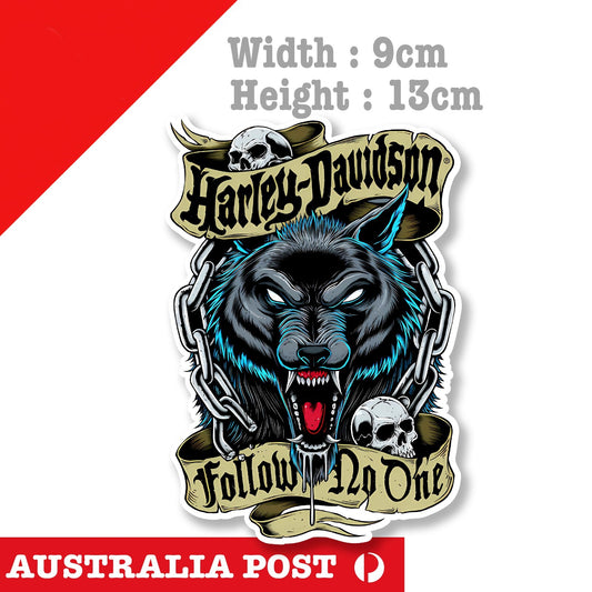 HARLEY DAVIDSON Motorcycle WOLF Skull Logo, Fuel Tank Sticker
