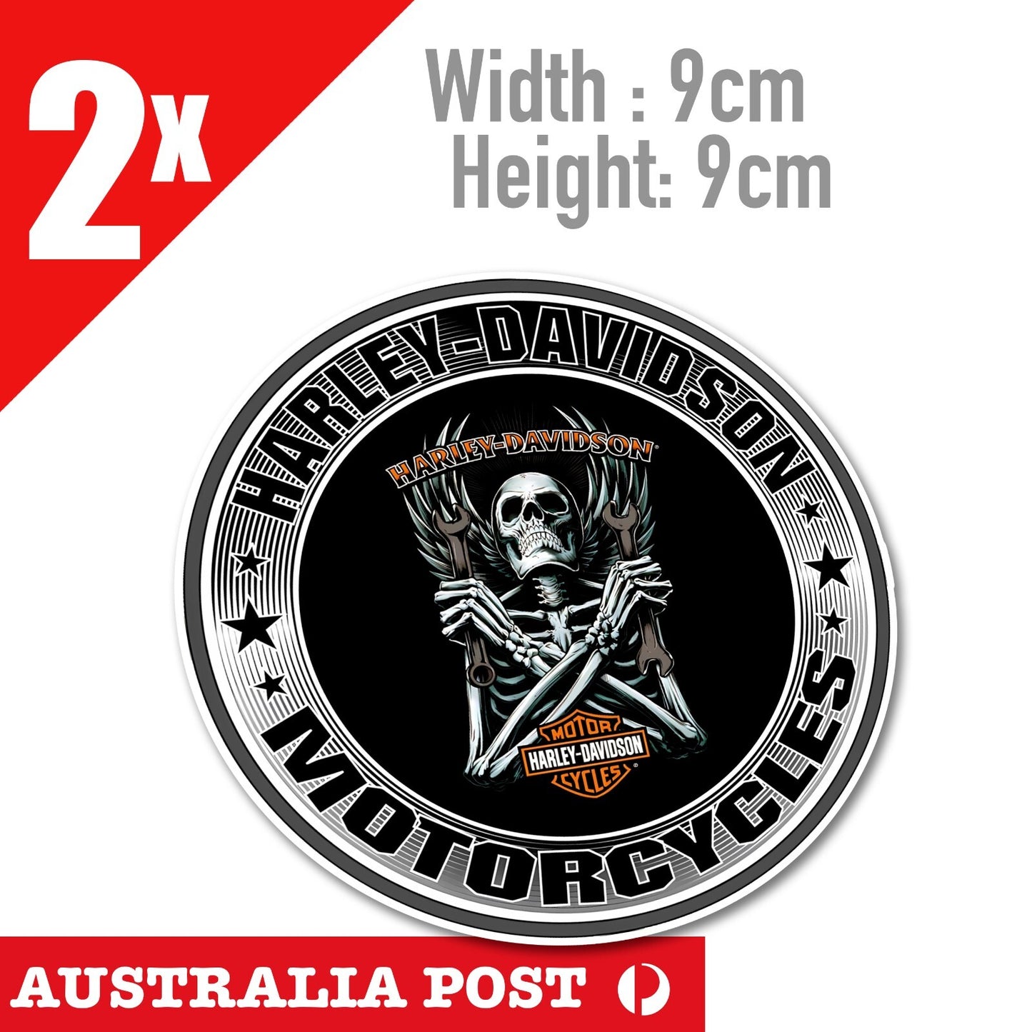 Harley Davidson Motorcycle SKULL Mechanic , Fuel Tank Logo Decal Sticker