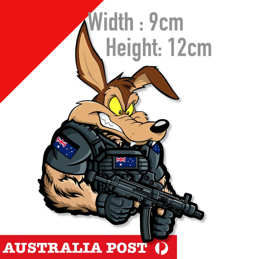 Road Runner - Wile E Coyote Soldier Australian Flag Sticker