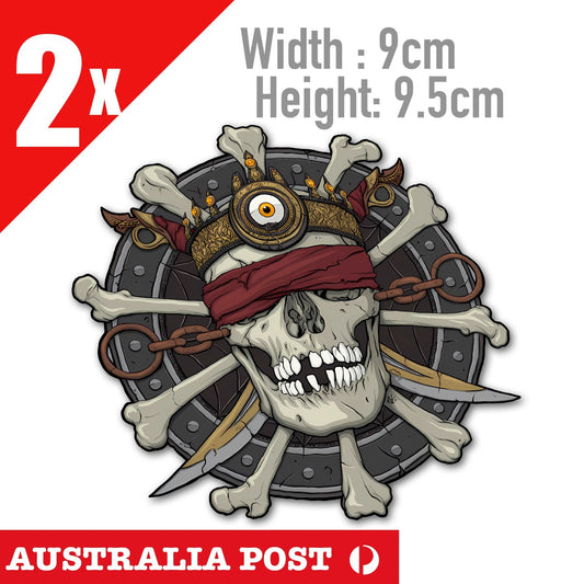 One EYE Skull Head Pirate Crossed Skulls, Motorcycle Helmet, Fuel Tank,Sticker